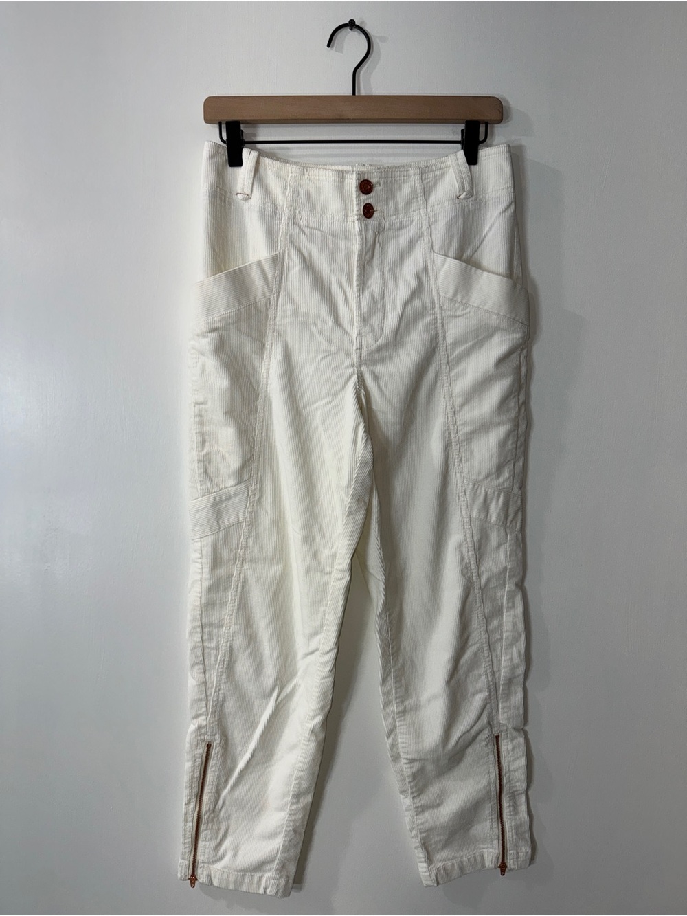WP48 {Pilcro} "Wanderer Corduroy in Off White" Tapered Straight Leg Pants